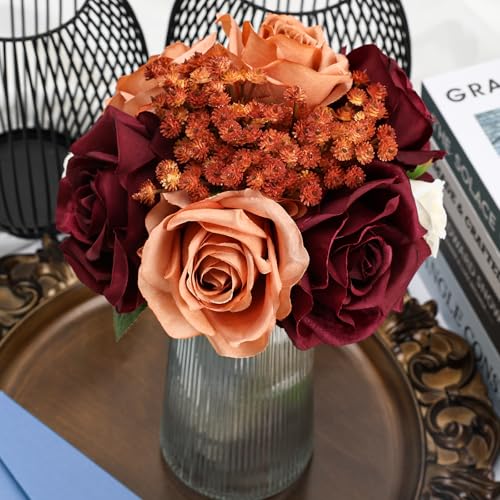Product: DIYDOFUN Set of 4 Wedding Bridesmaid Bouquets & 6pcs Artificial Fall Flower Table Centerpieces