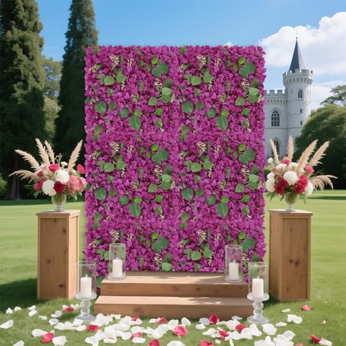 Silky Flower Store Purple Artificial Bougainvillea Flower Wall Panels, IPOPU 2 Pack, Decorative Faux Floral Backdrop, 20x20in 4 4 Product: IPOPU 2 Pack Flower Wall Artificial Bougainvillea Panels 20x20inch Purple Faux Bougainvillea Flower Panels for Backdrop for Party Decorations Wedding Wall Decor (Purple)
