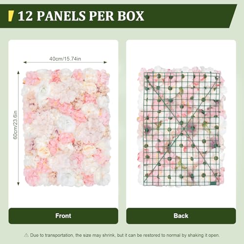 Product: 12-Piece Artificial Flower Wall Panels, 3D Silk Dahlias, Roses & Hydrangeas, 24x16 Inch Floral Wall Backdrop, Wedding, Party, Home, Photo Background, Fall Decor, Wall Flowers, Rose Wall Decor, Pink