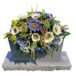 Product: Blue Large Headstone Saddle, Cream Sunflowers Grave Flowers for Memorial Decoration Garland for Table Centerpiece Holiday Party Weddi