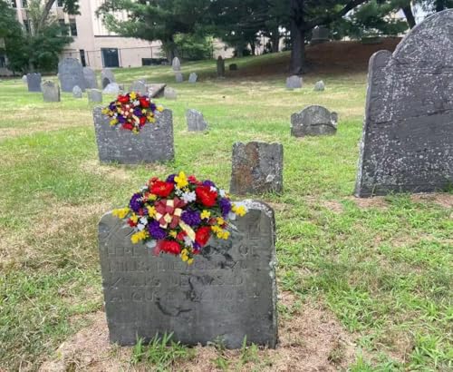 Product: Jucgghk Vivid and Realistic Floral Art 36" Artificial Headstone Flowers Saddle,Cemetery Arrangement, Memorial Day Flower for Grave Tombstone Decorations