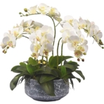 Product: JZZJSBX 6 Heads Artificial Orchid with Ceramic Pot Set Artificial Phalaenopsis Flower Faux Orchid for Home/Bedroom/Parlor/Dining Room Decor Table Centerpiece Office Wedding Party Decoration