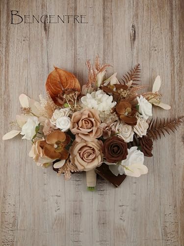 Product: BENCENTRE 14 Inch Walnut Brown Bridal Bouquet,Wedding Bouquet,Bride Bouquets for Wedding Ceremony Anniversary, Boho Wedding,Party and French Rustic Vintage Wedding,Artificial Flowers