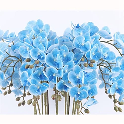 Product: Artificial Flower Bonsai with Vase Large Artificial Butterfly Orchid with Ceramic Black Flowerpot, Silk Orchid Artificial Flower Plastic Flower, Used for Home Decoration Arrangements Table Decor