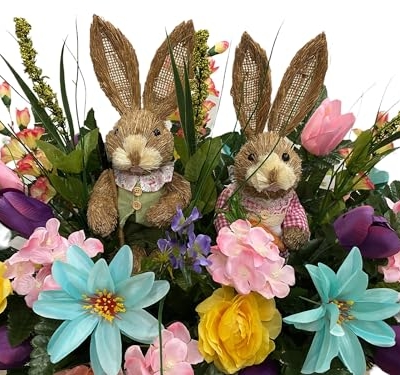 Product: Jucgghk Vivid and Realistic Floral Art 3PCS Set Spring Cemetery Flowers,Headstone Flower,Easter Cemetery Saddle,Flower for Cemetery