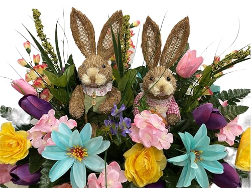 Product: Jucgghk Vivid and Realistic Floral Art 3PCS Set Spring Cemetery Flowers,Headstone Flower,Easter Cemetery Saddle,Flower for Cemetery