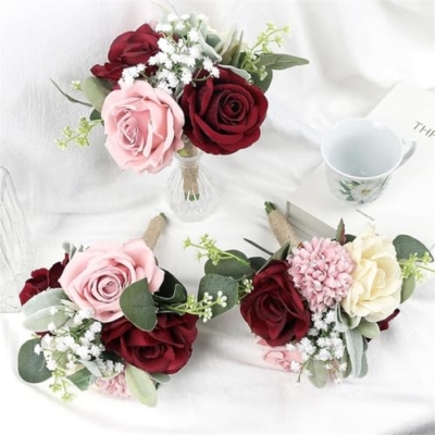 Product: Beautiful Flower Lifelike Bridesmaid Bouquets, 4Pcs and 6Pcs Artificial Flowers for Weddings, Small Bouquets, Centrepiece for Ceremonies and Anniversary Proposals Used for Home Decoration, Weddings