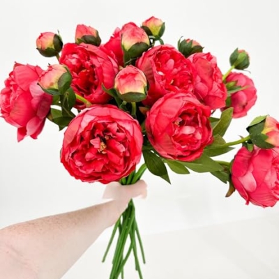 Product: 3PCS 2-Heads Red Peony Flowers,Artificial Beautiful Plants for Wedding Home Table Centerpieces Decoration Floral Arrangement (NO VASE) for Wedding/Home Decoration