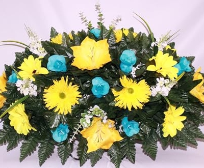 Product: Hshan Elegant Mixture Cemetery Flower Arrangement, Silk Cemetery Headstone Saddle for Cemetery Arrangement, Memorial Flowers Outdoor Memorial Decorations ﻿ Gravesite Flower