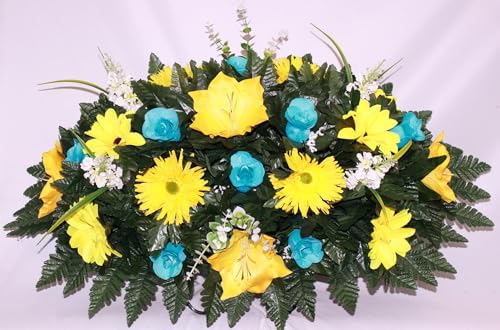 Product: Hshan Elegant Mixture Cemetery Flower Arrangement, Silk Cemetery Headstone Saddle for Cemetery Arrangement, Memorial Flowers Outdoor Memorial Decorations ﻿ Gravesite Flower