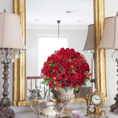 Product: MHMJON 20 Bunches Fake Red Roses 10 Bundles Peonies Artificial Flowers, Pink Silk Peony Flower Bulk Bridesmaid Bouquet for Indoor Home Decor Bedroom Kitchen Office Wedding Party Table Centerpieces