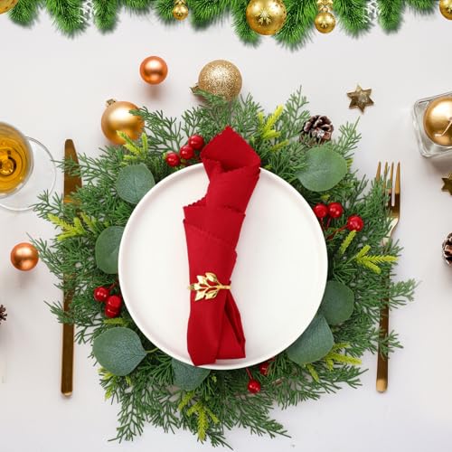 Product: Gandeer 6 Pcs Artificial Christmas Pine Needle Placemats Xmas Poinsettia with Pine Cones Place Mats Round Imitation Greenery Table mats to to Non-Slip Heat Protection for Party (Trebdy)