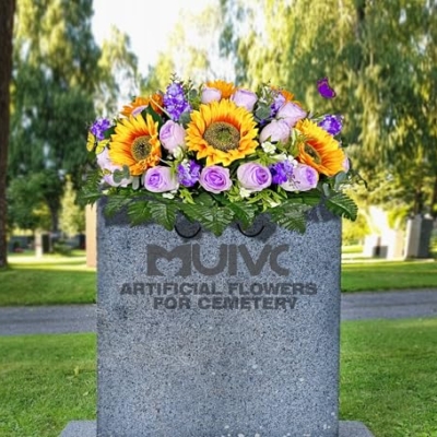 Silky Flower Store Artificial Cemetery Flowers Saddle, Memorial Bouquet, Outdoor Grave Decoration, Rose Sunflower Hyacinth, 32.5cm 7 7 Product: MUVIC Artificial Cemetery Flowers Saddle - Memorial Flowers Bouquet - Outdoor Grave Decorations,Sympathy Flower - Rose Sunflower Hyacinth