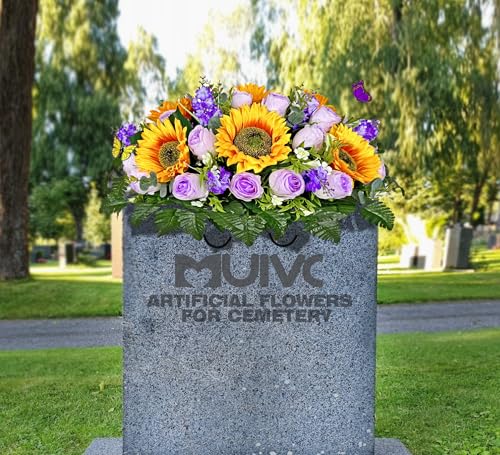Silky Flower Store Artificial Cemetery Flowers Saddle, Memorial Bouquet, Outdoor Grave Decoration, Rose Sunflower Hyacinth, 32.5cm 1 1 Product: MUVIC Artificial Cemetery Flowers Saddle - Memorial Flowers Bouquet - Outdoor Grave Decorations,Sympathy Flower - Rose Sunflower Hyacinth