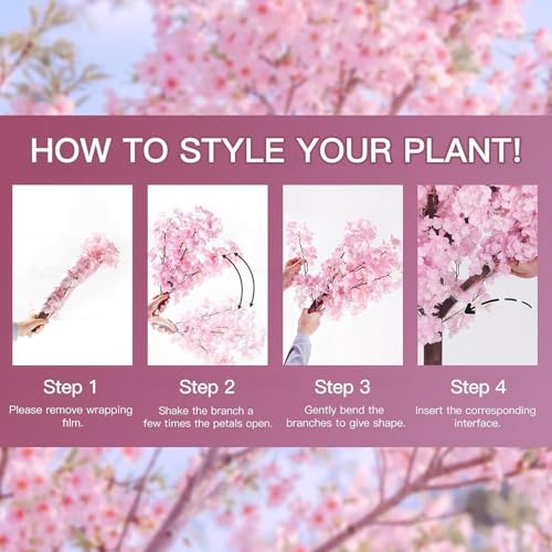 Product: Artificial Cherry Blossom Flowers Simulated Blossom Tree, Handmade Silk Flower Decoration, for Indoor Outdoor Party Restaurant Mall Artificial Plant Fake Vines Flowers,001,2.3x1.8m/7.5x5.9ft