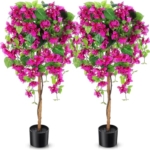 Product: 4 Feet Artificial Bougainvillea Trees, Fake Silk Bougainvillea Flowers Tree with Ground Spike, Outdoor Faux Blooming Plants 2 Packs for Decor Front Porch Indoor or Home Office Wedding