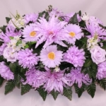 Product: Hshan Light Purple Lavender Mixture Flowers Cemetery Flower Arrangement, Beautiful Cemetery Saddle for Headstone Graves Memorial Day Tombstone