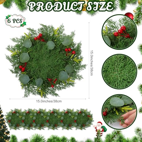 Product: Gandeer 6 Pcs Artificial Christmas Pine Needle Placemats Xmas Poinsettia with Pine Cones Place Mats Round Imitation Greenery Table mats to to Non-Slip Heat Protection for Party (Trebdy)