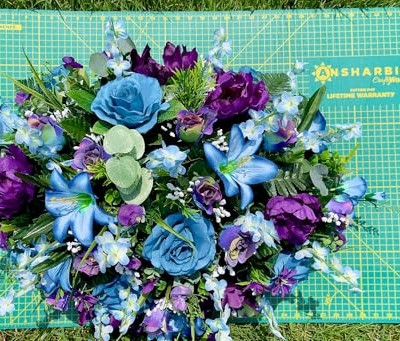 Product: Jucgghk Vivid and Realistic Floral Art Elegant Artificial Cemetery Saddle, Cemetery Arrangement Flowers,Headstone Artificial Flowers for Outdoors