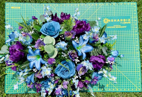 Product: Jucgghk Vivid and Realistic Floral Art Elegant Artificial Cemetery Saddle, Cemetery Arrangement Flowers,Headstone Artificial Flowers for Outdoors