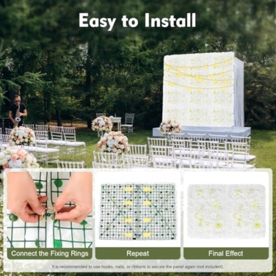 Silky Flower Store Artificial Silk Flower Wall Panel, Wedding Photography Venue Decor, White, 12 pcs, 30cm 14 14 Product: Cncestore 12 pcs Artificial Silk Flower Wall Panel Wedding Photography Venue for Wedding Venue Decor Candy Wall White