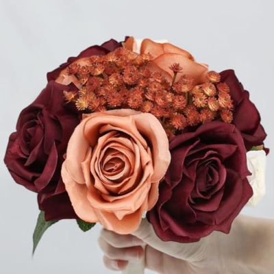 Silky Flower Store Wedding Bridesmaid Bouquets, Artificial Fall Flower Table Centerpieces, Coordinated Faux Floral Decor, 32.5cm 15 15 Product: DIYDOFUN Set of 6 Wedding Bridesmaid Bouquets & 6pcs Artificial Fall Flower Table Centerpieces