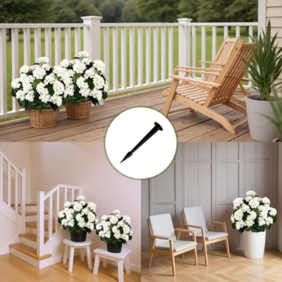 Product: Artificial Lavender Begonia Ball Trees 2 Set of 23'' UV Resistant Fake Evergreen Shrubs Bushes Plants with Ground Spike Fake Plants for Outdoor Indoor Front Porch Garden