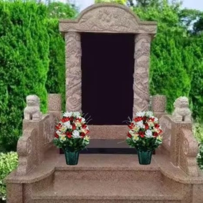Product: Taozhiyuan Welcome Logo Flowers Red Tulips and White Iris Potted Flower Cemetery Arrangement, Graveside Flowers in Weighted Pot for Grave Decoration