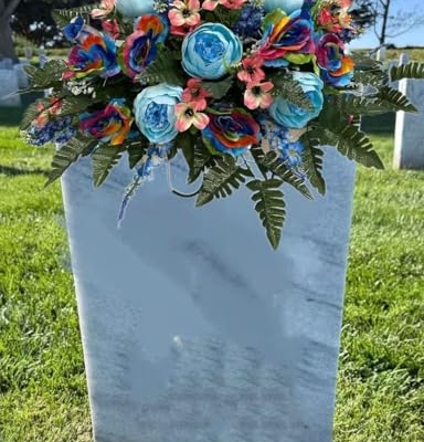 Product: Jucgghk Vivid and Realistic Floral Art Cemetery Saddle ，Spring Cemetery Flowers，Headstone Flower，Father's Day，Cemetery Decoration ，Flower for Cemetery
