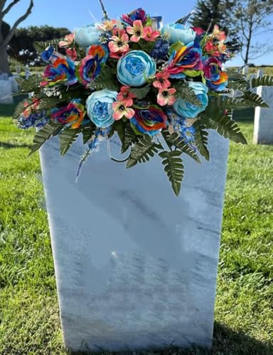 Product: Jucgghk Vivid and Realistic Floral Art Cemetery Saddle ，Spring Cemetery Flowers，Headstone Flower，Father's Day，Cemetery Decoration ，Flower for Cemetery