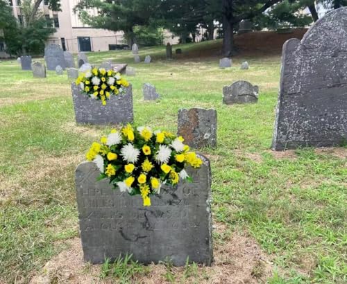 Product: Jucgghk Vivid and Realistic Floral Art 28" Yellow Flowers,Realistic Vibrant Flowers, Outdoor Grave Decorations for Headstone
