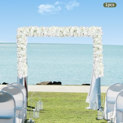 Product: KHROOLT 1 Meter Artificial Flower Garland, White Rose Hydrangea Dahlia Silk Fake Flowers for Wedding Arch Aisle Decoration, Home Party Decor