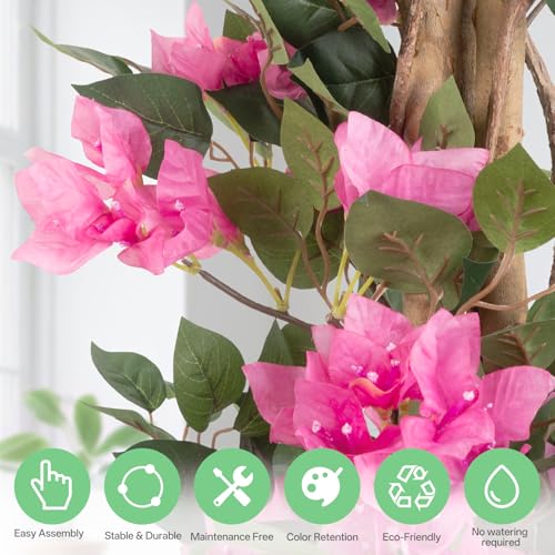 Product: Datietiao 2Pack Artificial Bougainvillea Tree – 5FT Faux Silk Pink Bougainvillea Plant with Pot for Indoor Outdoor Decor, Tall Fake Tropical Tree for Home, Office, Patio, Balcony, Wedding Decoration