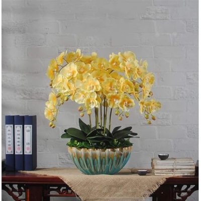 Product: SHUawan Large Artificial Phalaenopsis Orchid in Ceramic Pot – Realistic Silk Flowers for Home, Wedding & Party Decor(White)