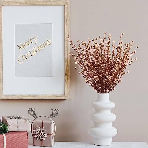 Product: Set of 48 Gold Holly Berry Stem Picks - 19" Decorative Wire Stem Branch Sprays for Christmas Tree Decoration, Holiday Décor, Silk Flower Arrangements, Home DIY Crafts, 35 Red Berries on Each Stem