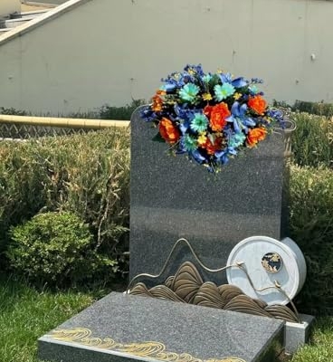 Silky Flower Store Artificial Cemetery Saddle Floral Arrangement, Spring Flowers Memorial Gravestone Decoration, 36 Inches 7 7 Product: Jucgghk Vivid and Realistic Floral Art Bright Spring Flowers Cemetery Saddle,Artificial Headstone Saddle for Outdoor Gravestone Decorations