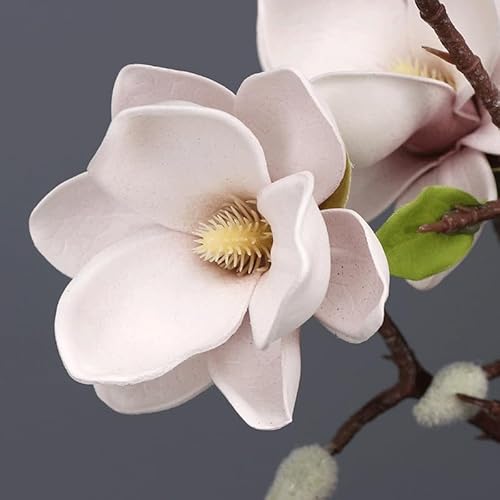 Silky Flower Store Artificial Magnolia Stem, Realistic Faux Flower Vase Decor, Home Office Outdoor Accent 32.5cm 3 3 Product: DUYHBAWRS Simulated Single Branch Magnolia, Realistic Artificial Flower Home Decoration Vase,(E)