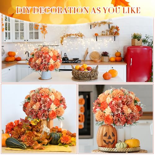 Product: Tigeen Artificial Flowers Artificial Peonies Silk Flowers Faux Peony Fake Peony Silk Hydrangea Bouquet for Wedding Table Centerpiece Floral Vase Decor(Bright Orange,24 Bundles)