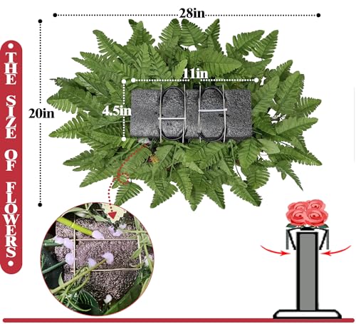 Product: MUVIC Artificial Christmas Cemetery Flower for Grave,Three-Piece Set: Xmas Headstone Flower Saddle and 2 Poinsettia Bouquets,Easy Fit and Colorfast