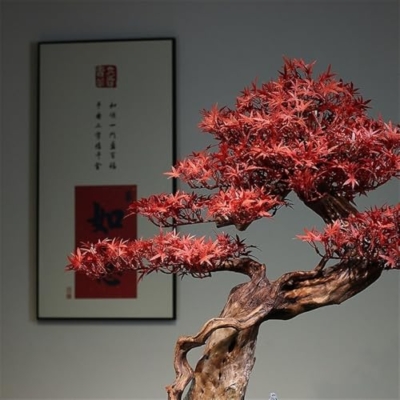 Silky Flower Store Artificial Red Maple Bonsai Tree, Indoor Potted Faux Plant, Ceramic Base, Hotel Home Decor 20.5cm 7 7 Product: Artificial Bonsai Tree Simulation Red Maple Bonsai Ornaments Indoor Entrance Hotel Wood Green Plants Potted Decorations Artificial Trees Plants