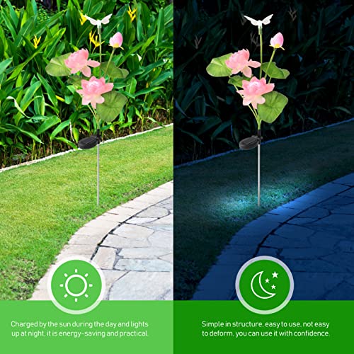 Product: Landscape Lighting LEDs Color-Changing Solar Lotus Flower and Dragonfly for Garden Pathway Decoration