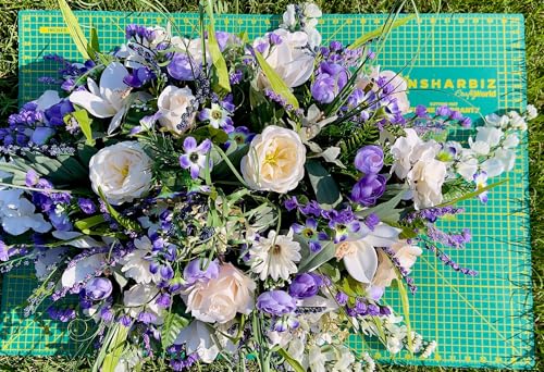 Product: Jucgghk Vivid and Realistic Floral Art Violet-Whites-Cream Flowers, Cemetery Saddle, Cemetery Flowers, Headstone Saddle, Cemetery Arrangement, Memorial Day Flowers for Grave Decor