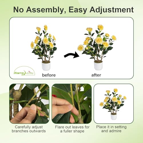 Silky Flower Store Artificial Camellia Tree, Faux Potted Plant, White Pot, Yellow, Indoor Outdoor Decor, 24cm 5 5 Product: Jcezvnt 2 Pack Artificial Camellia Tree with White Pot, 24" Faux Potted Plants for Indoor Outdoor Decor, Tall Silk Greenery Plant for Home Office Living Room Balcony, Yellow