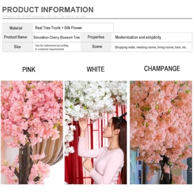 Product: Artificial Cherry Blossom Tree Deep Pink for Indoor Landscaping & Wedding Decorations, Perfect for Indoor/Outdoor Hotel Decoration