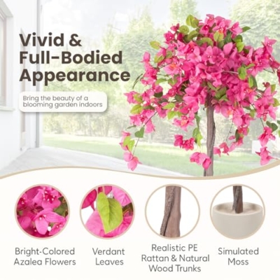 Product: Romantic Season 4F Artificial Bougainvillea Tree, Faux Silk Bougainvillea Plant with Pot for Indoor Outdoor Decor, Tall Fake Tropical Tree for Home, Office, Patio, Balcony, Wedding Decoration