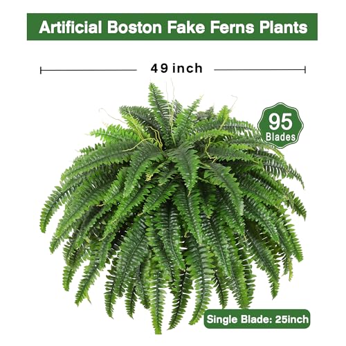 Product: Dkaltm Single Silky Artificial Boston Fern Bush, 49Inch Large Artificial Ferns for Outdoors, Large Faux Ferns Artificial Plants,Suitable for Decorating Office, Living Room Faux Greenery,95Branches