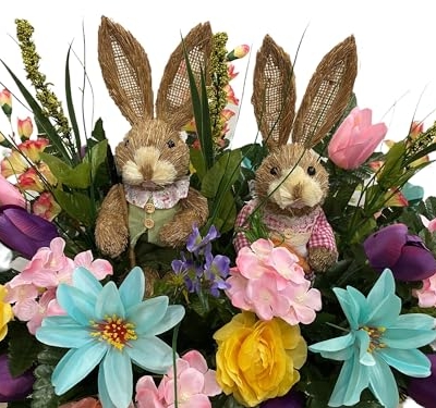Product: Jucgghk Vivid and Realistic Floral Art Spring Cemetery Flowers ，Easter Cemetery Saddle，Flower for Cemetery-Grave Site Flower-Headstone Flower