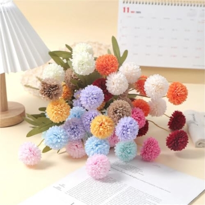 Product: 5/10 pcs 5 Heads Artificial Chrysanthemum Flowers 51cm Fake Bouquet for Party Vase Table Home Garden Wedding Decoration(Beige,10pcs)
