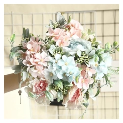 Product: fake flowers in vase Simulation flowers Camellia Peony Roses Wedding Flowers DIY Bouquet Pink Begonia Home Garden Party Decoration Artificial Flowers for Vase (Pink)