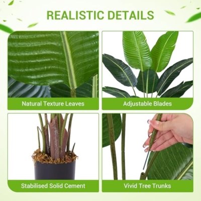 Product: litphke Artificial Tree Bird of Paradise Artificial Plant, 5 Ft Faux Tropical Plant Palm Tree with Leaves Trunks Faux Banana Leaf Tree for Home Decor Living Room Indoor Outdoor Office